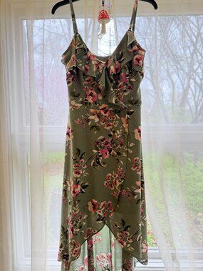 Floral High/Low Midi Dress